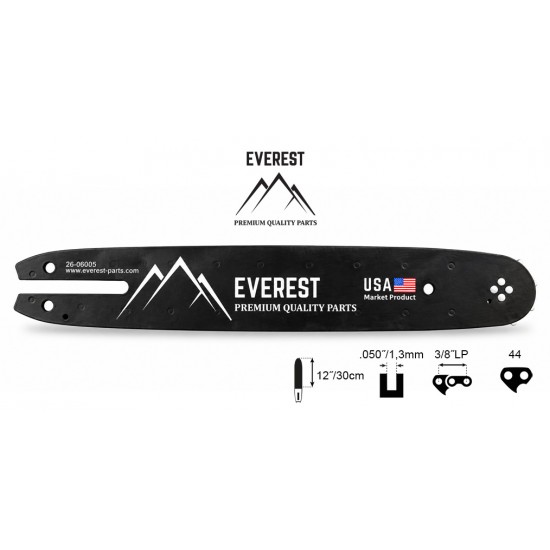Pjovimo juosta EVEREST 300 mm (12″), 3/8″ LP, 1,3 mm, 44 narelių