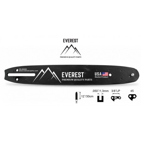 Pjovimo juosta EVEREST 300 mm (12″), 3/8″ LP, 1,3 mm, 45 narelių