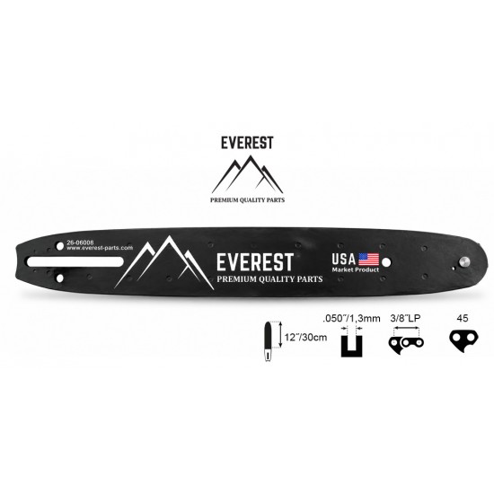 Pjovimo juosta EVEREST 300 mm (12″), 3/8″ LP, 1,3 mm, 45 narelių
