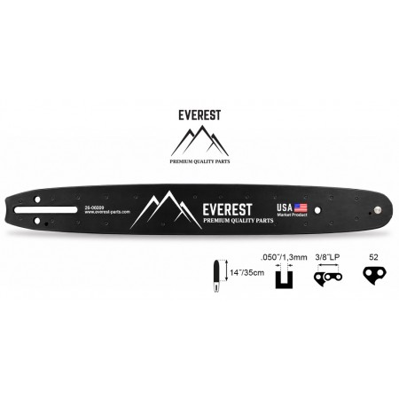 Pjovimo juosta EVEREST 350 mm (14″), 3/8″ LP, 1,3 mm, 52 narelių, A041