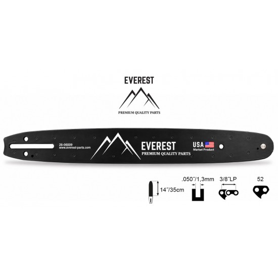Pjovimo juosta EVEREST 350 mm (14″), 3/8″ LP, 1,3 mm, 52 narelių, A041