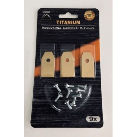 ROBOTO ŽOLIAPJOVĖS PEILIUKAI TINKANTYS HUSQVARNAI GARDENAI 35MM TITANAS – RINKINYS 9 VNT.