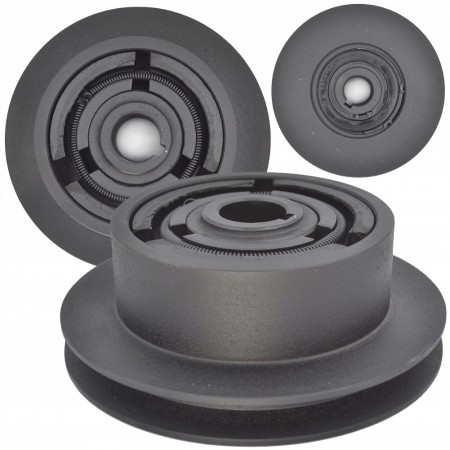 IŠCENTRINĖ SANKABA VIBROPLOKŠTEI, Ø148 MM, 25 MM VELENUI, 13 MM DIRŽUI