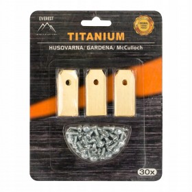 ROBOTO ŽOLIAPJOVĖS PEILIUKAI TINKANTYS  HUSQVARNAI GARDENAI 43MM TITANAS – RINKINYS 30 VNT.